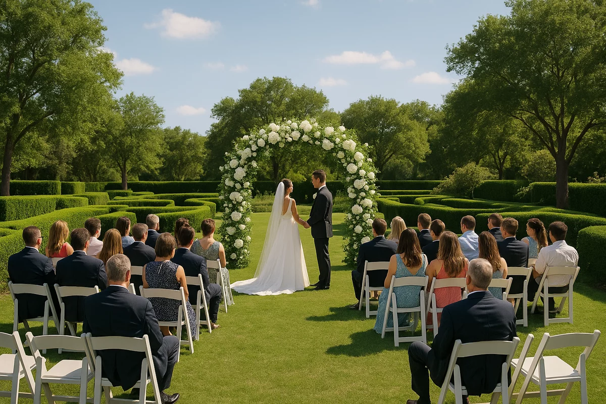 Beautiful garden wedding ceremony in Round Rock Texas